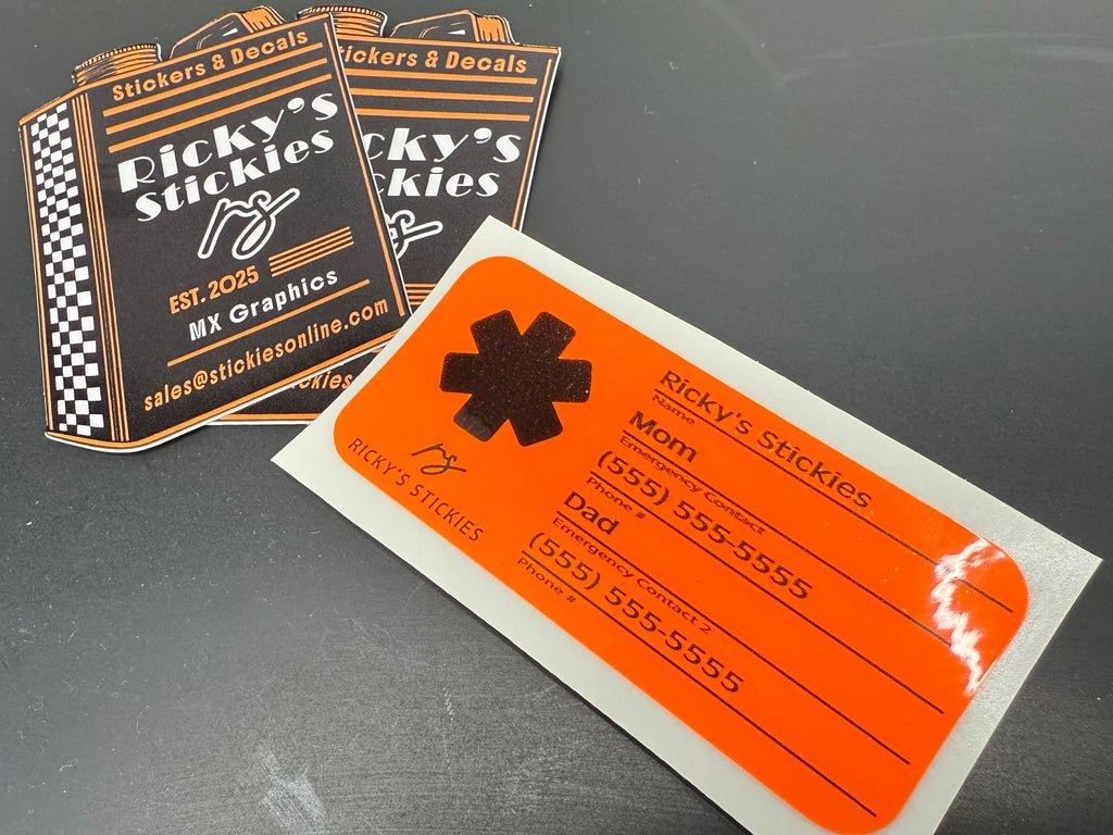 Emergency contact helmet sticker